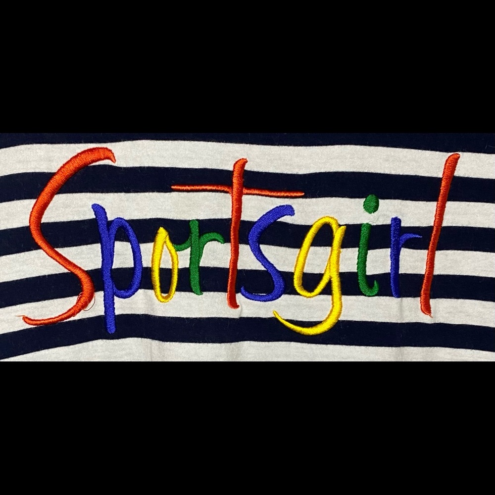 Womens Sportsgirl cropped striped t-shirt tee size XS cotton dark navy - Picture 3 of 10